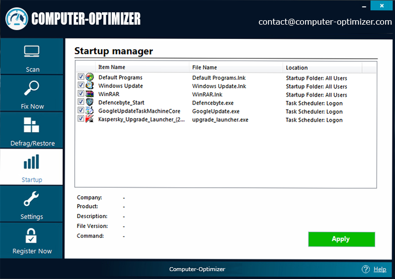 computer-ptimizer PC Startup Manager